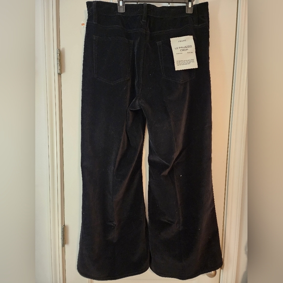 Frame NWT Women's Black Velvet Le Palazzo Crop Flared Pants Size 33 Goth $498 - Picture 5 of 12